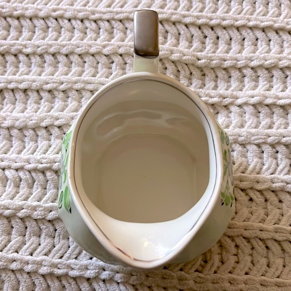 💚Ivory England Floral English Fine China Green Grey Gray Porcelain Creamer💚 - Picture 6 of 7